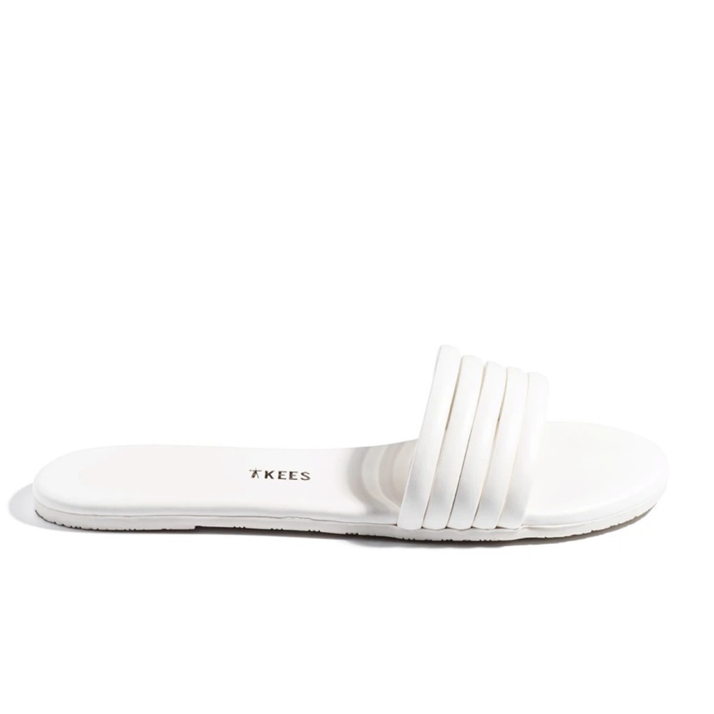 TKEES Serena Leather Slides White